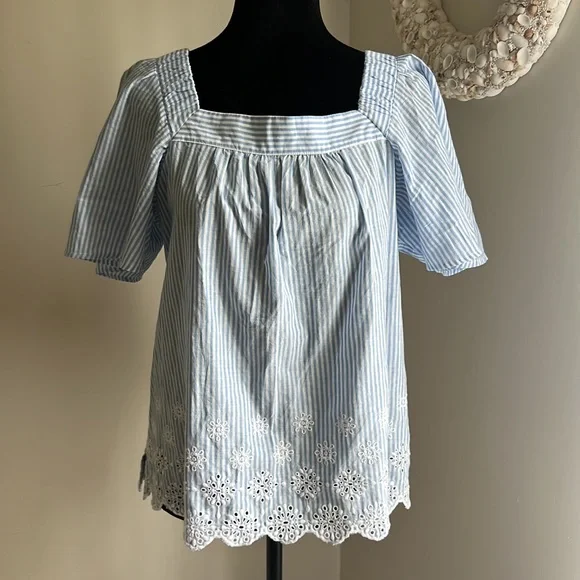 NWOT: Loft Eyelet Square Neck Peasant Top | M - Picture 3 of 16